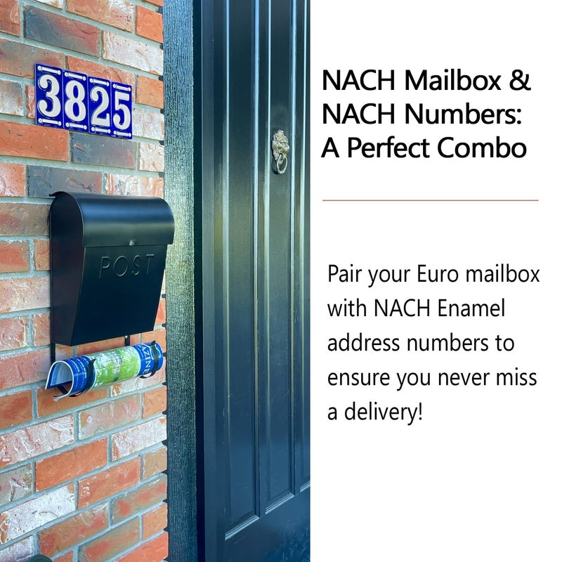 NACH Mailboxes for Outside Wall Mount, 12 x 11.2 x 4.5 inch, Black Mailbox, Waterproof Mailbox with Outdoor Newspaper Holder - The Euro Mailbox - Image 2
